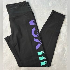 VSX Black Leggings with Purple and Teal Graphic Side Panels MEDIUM